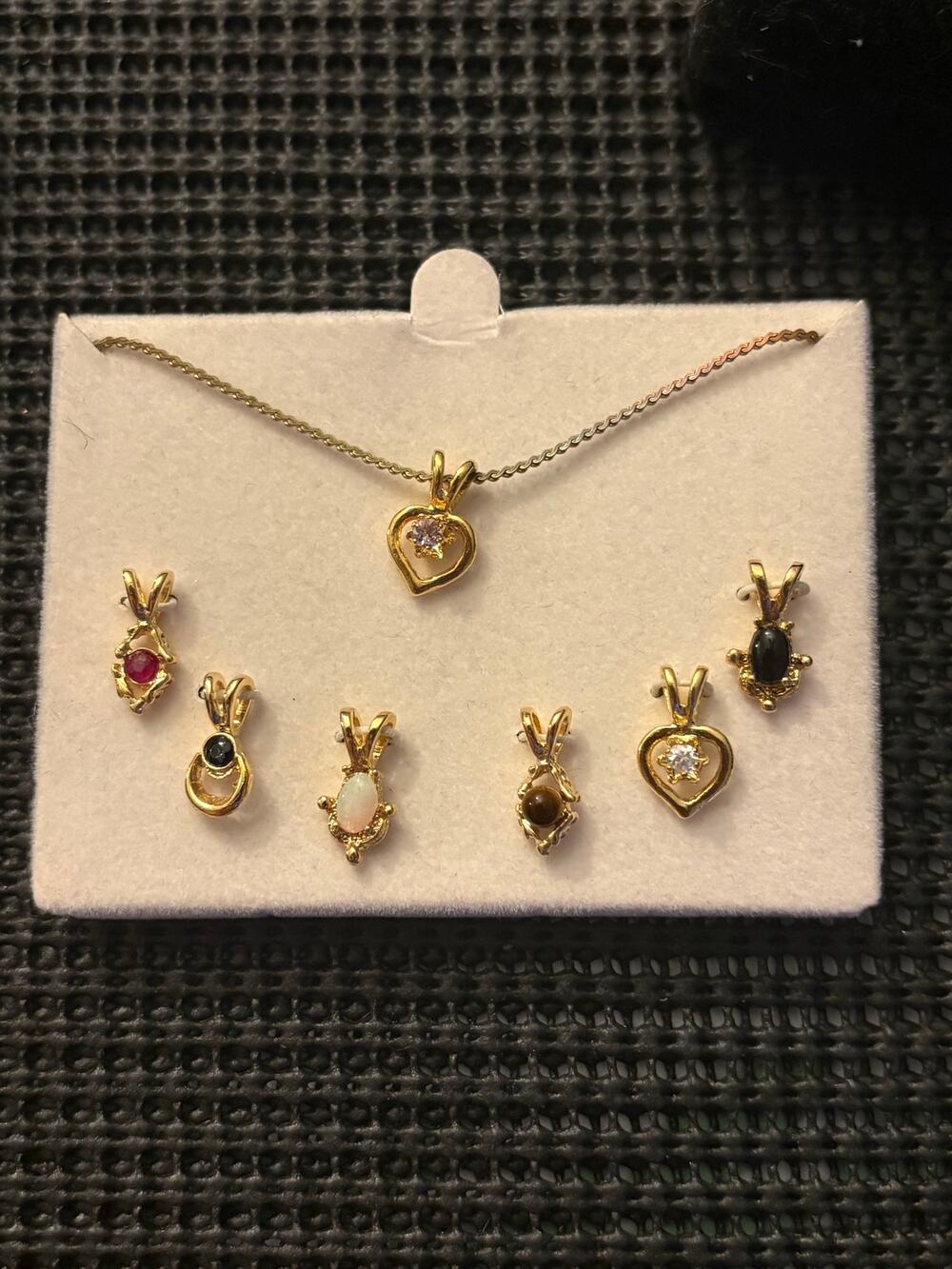 NOS Nikolas 7 Genuine Gemstone Pendants COA 18” Chain